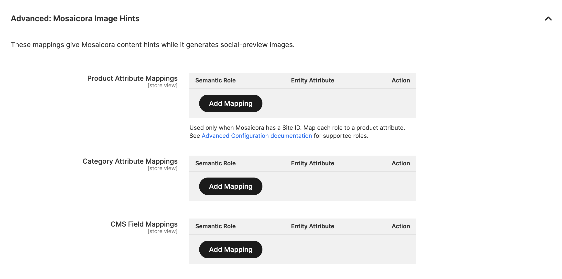 Magento Admin advanced Mosaicora image-hint mapping tables.